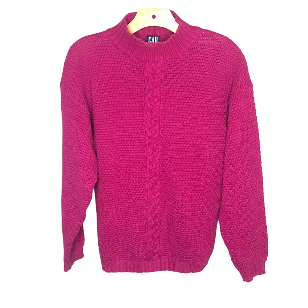 GAP Pink Mock-neck Cable Knit Sweater Medium